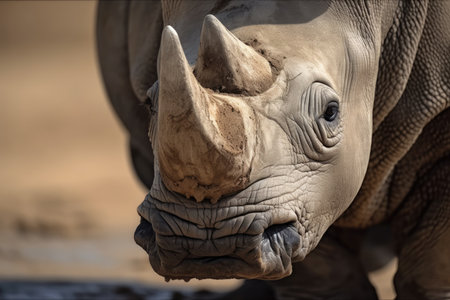 Rhinoceros Head Portrait, Diceros Bicornisの素材