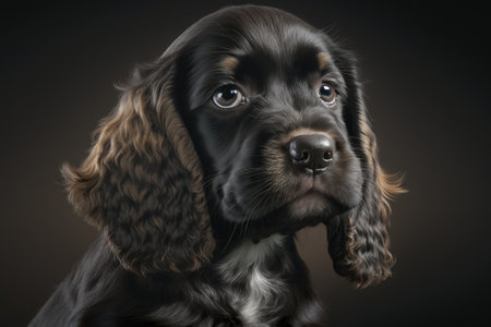 Show a studio portrait of a cocker spaniel puppyの素材