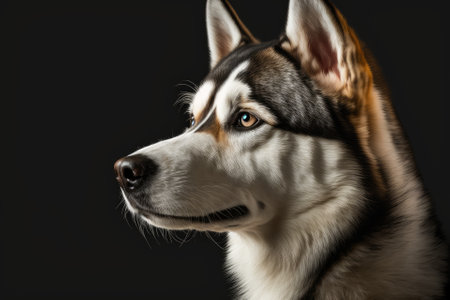Studio shot of a Siberian Huskyの素材