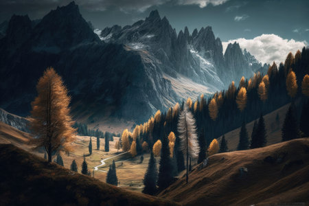 The Italian Alps are approaching fallの素材
