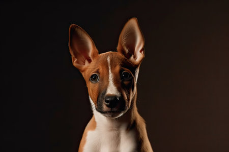 Basenji pup against a plain backgroundの素材