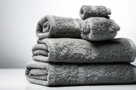 towels in gray on a white backgroundの素材
