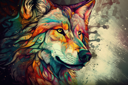 wolf artwork, mural, and wallpaper artの素材