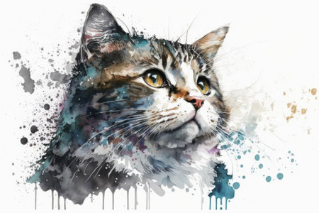 water color drawing of a cute catの素材