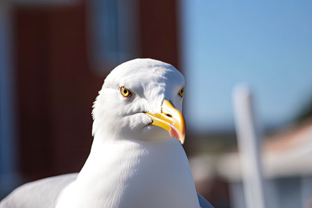 A Seagull in Close Up on a Sunny Day. Generative AIの素材