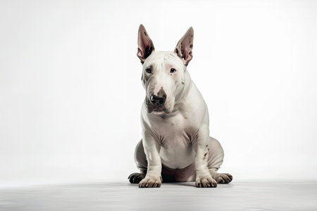 Isolated bull terrier on a white backdropの素材
