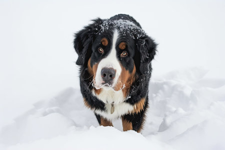 An image of a Bernese mountain dog facing the camera. Generative AIの素材