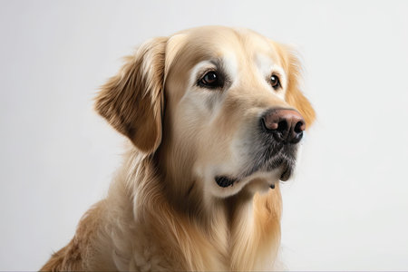 An image of a golden retriever against a white background. Generative AIの素材