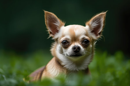 Chihuahua dog with green backdrop. Generative AIの素材