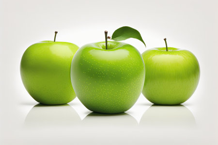 Isolated Fresh 3 Green Apple on White Backgroundの素材