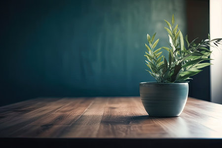 a plant on a table at duskの素材