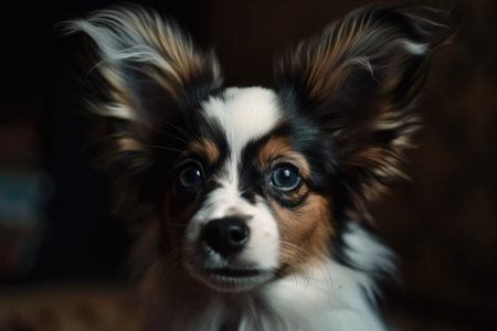close up of an adorable papillon puppyの素材