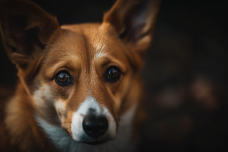 A dog is looking for a human companionの素材