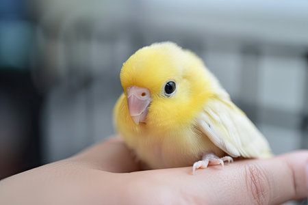 Yellow baby lovebird, one monthの素材