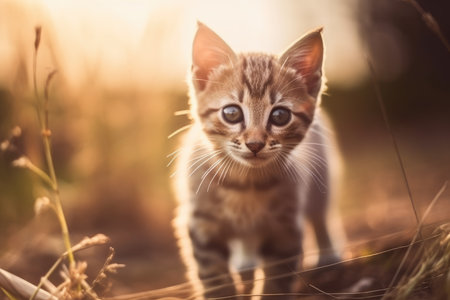 adorable kitten having fun in the morning. Generative AIの素材