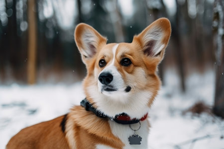 Canine in a winter park. Generative AIの素材