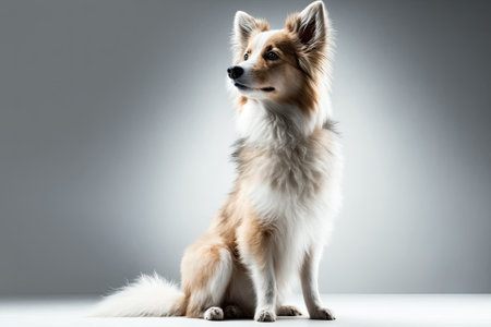 A picture of the dog in a studio against a white backgroundの素材