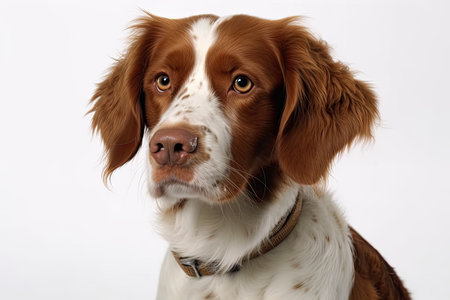 Brittany Spaniel photo against a white background. Generative AIの素材