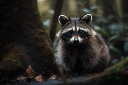 A racoon portrait in a natural settingの素材