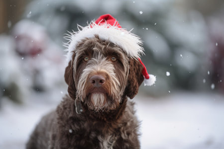 Canine snowman hat. Generative AIの素材