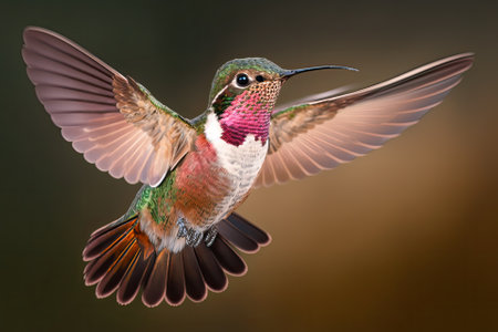 Hovering male broad tailed hummingbirdの素材