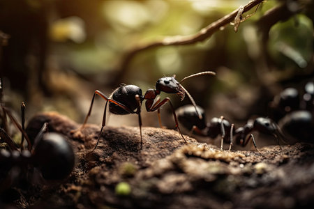 large woodland ants in their natural environmentの素材