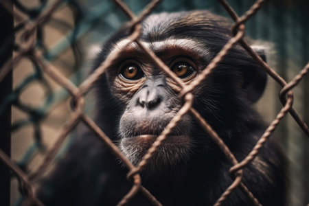 A monkey is cagedの素材