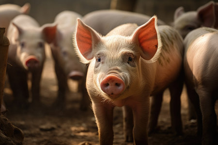 Chinese farms were photographed with pigletsの素材