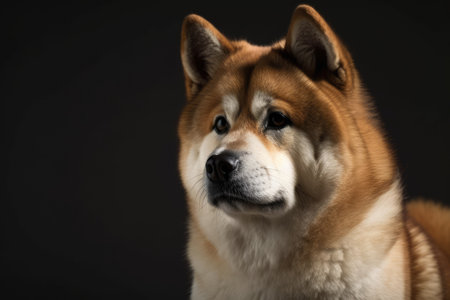 Akita Inu dog posing in the studioの素材
