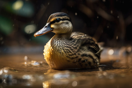 A small duck searching for a pond of waterの素材