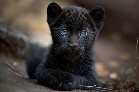 Black panther kitten, baby melanistic leopardの素材