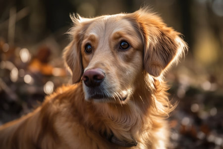 Golden haired dog in a portraitの素材
