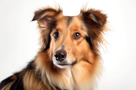 Huge breed of dog On a white background, a Scottish shepherdの素材