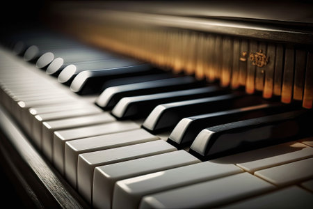 Focusing in on the piano keyboard for a tight closeupの素材
