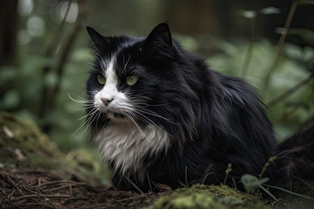 For his tenth birthday, my cat was in the park. Generative AIの素材