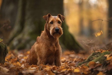 Irish Terrier in autumnの素材