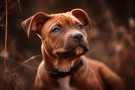 Portrait of a puppy American Staffordshire terrierの素材