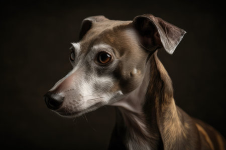 Photographed in a studio is a small italian greyhound. kind and enjoyableの素材
