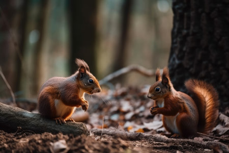 Squirrels fight to survive in the natural worldの素材
