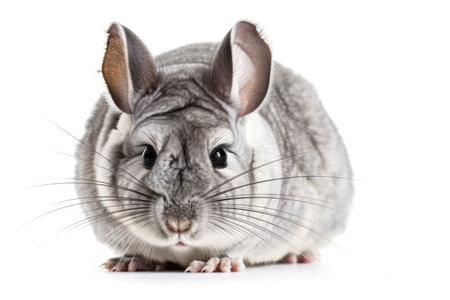 Isolated chinchilla on a white backgroundの素材