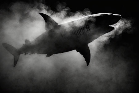 Great white smoke in silhouetteの素材