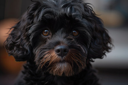 Picture of a black cavapoo mixed breed dogの素材