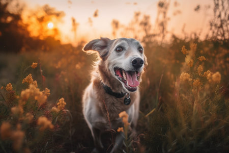 a cheerful mixed breed dog portrait. Generative AIの素材