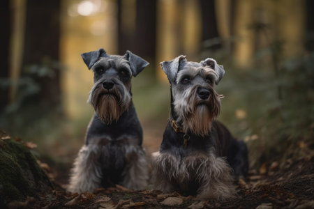 Miniature Schnauzer dogs in the Lennon Forestの素材
