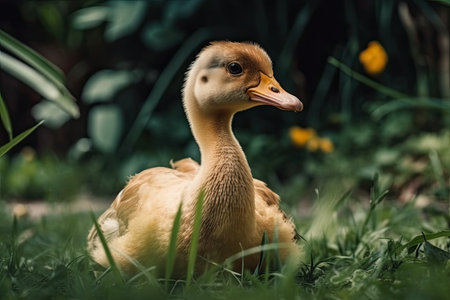 Yellow Mangose sits and looks aboutの素材