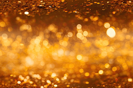 Yellow glitter golden holiday background with stars, blurred light effectの素材