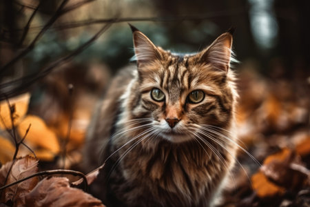 lovely cat playing in the parkの素材