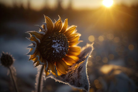 A flower in the sun is captured in close up by a photographer in Yuzhno Ukraine on November 21, 2022の素材