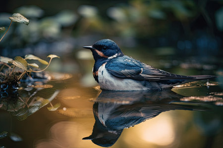 Swallow on a pondの素材
