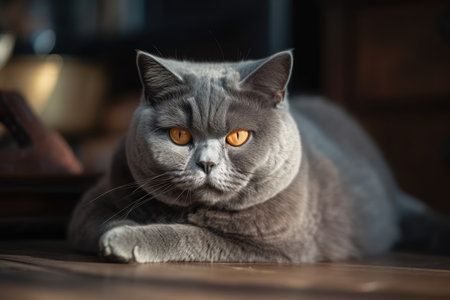 British Shorthair cat in slumber. Generative AIの素材